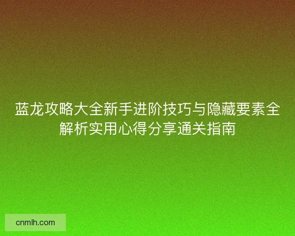 蓝龙攻略大全新手进阶技巧与隐藏要素全解析实用心得分享通关指南