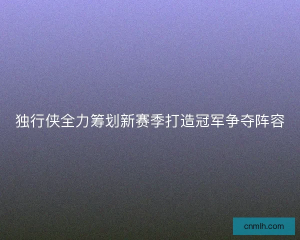 独行侠全力筹划新赛季打造冠军争夺阵容 独行侠全力筹划新赛季打造冠军争夺阵容