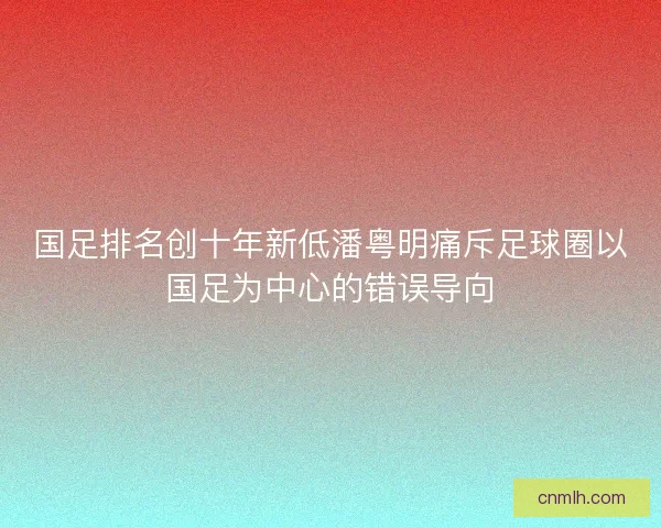 国足排名创十年新低潘粤明痛斥足球圈以国足为中心的错误导向 国足排名创十年新低潘粤明痛斥足球圈以国足为中心的错误导向