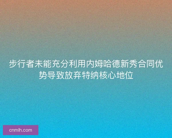 步行者未能充分利用内姆哈德新秀合同优势导致放弃特纳核心地位 步行者未能充分利用内姆哈德新秀合同优势导致放弃特纳核心地位